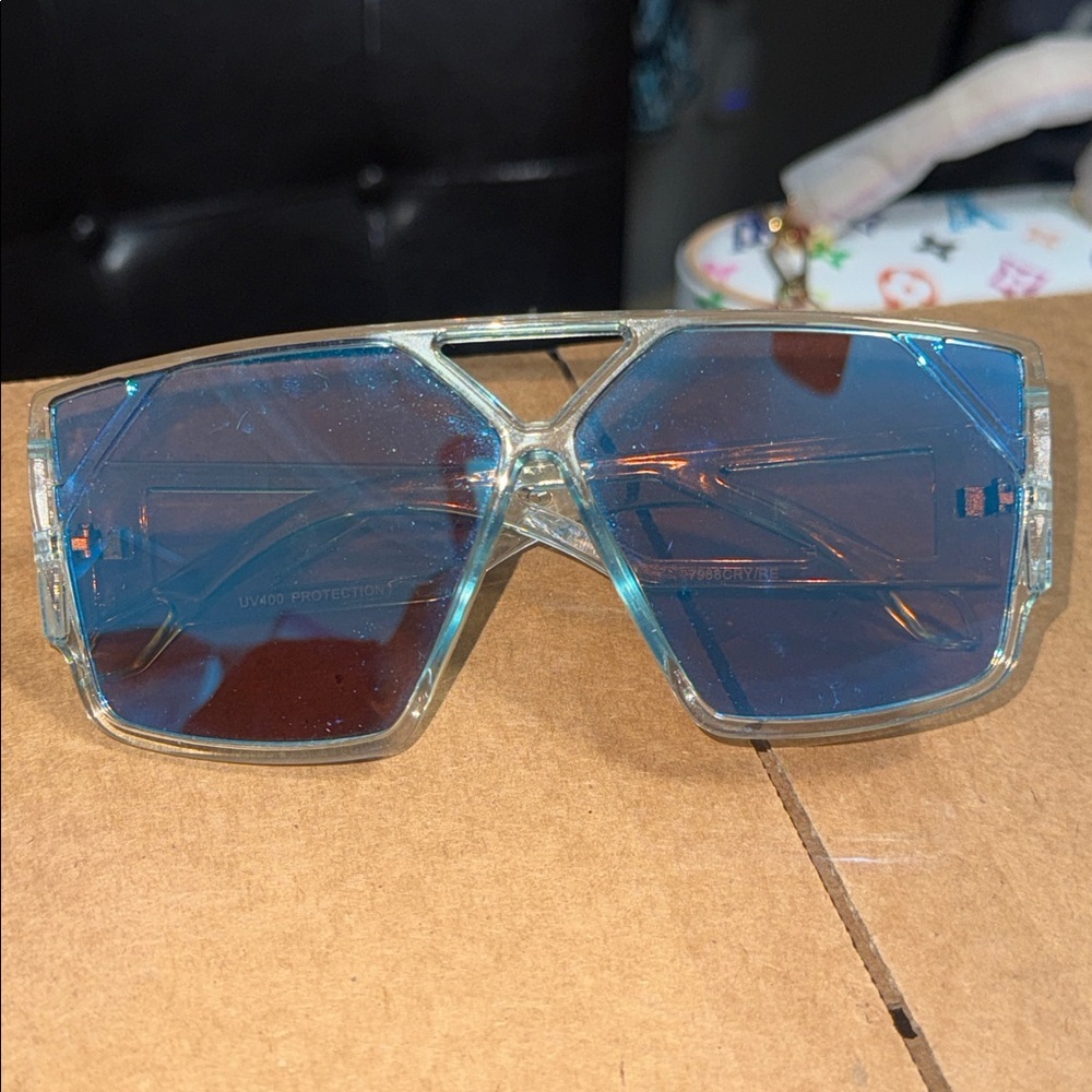Blue Oversized Square Sunglasses